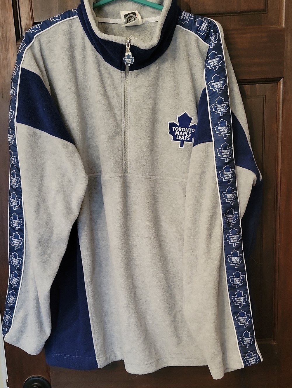 Men's Gray and Navy Half-Zip Fleece Pullover